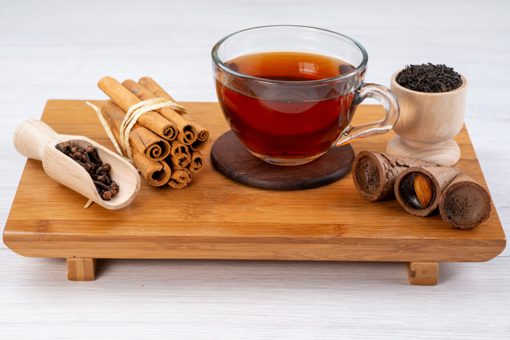 A cup of herbal tea associated with the nutrition guidance